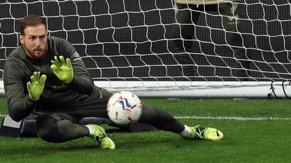 Jan Oblak, en un entrenamiento con el Atlético de Madrid