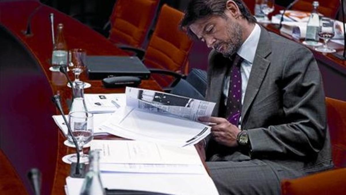 Oriol Pujol, durante la sesión matinal de la comisión de investigación, ayer en el Parlament de Catalunya.