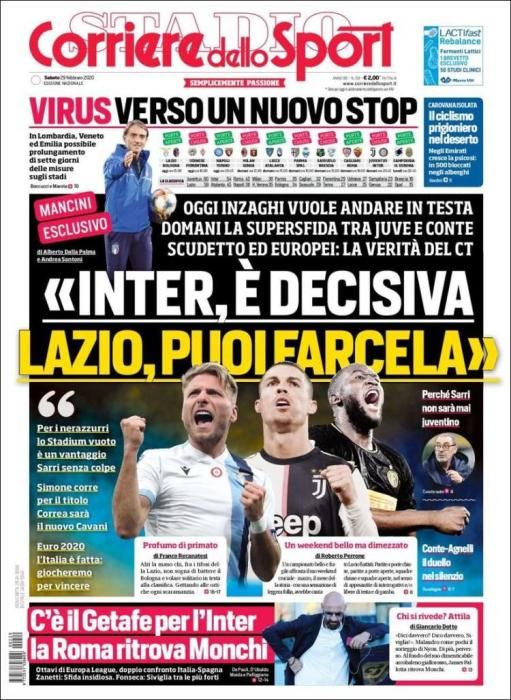 Portada CORRIERE DELLO SPORT 29 febrero 2020