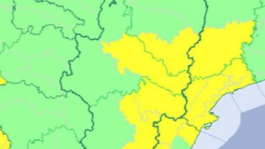 Alerta amarilla por viento y lluvia para el jueves en parte de Aragón