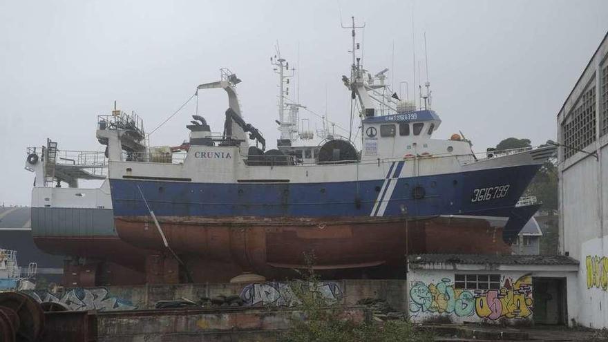 El &#039;Crunia&#039;, cuando era reparado después del accidente con el mercante &#039;BBC Steinhoeft&#039;.