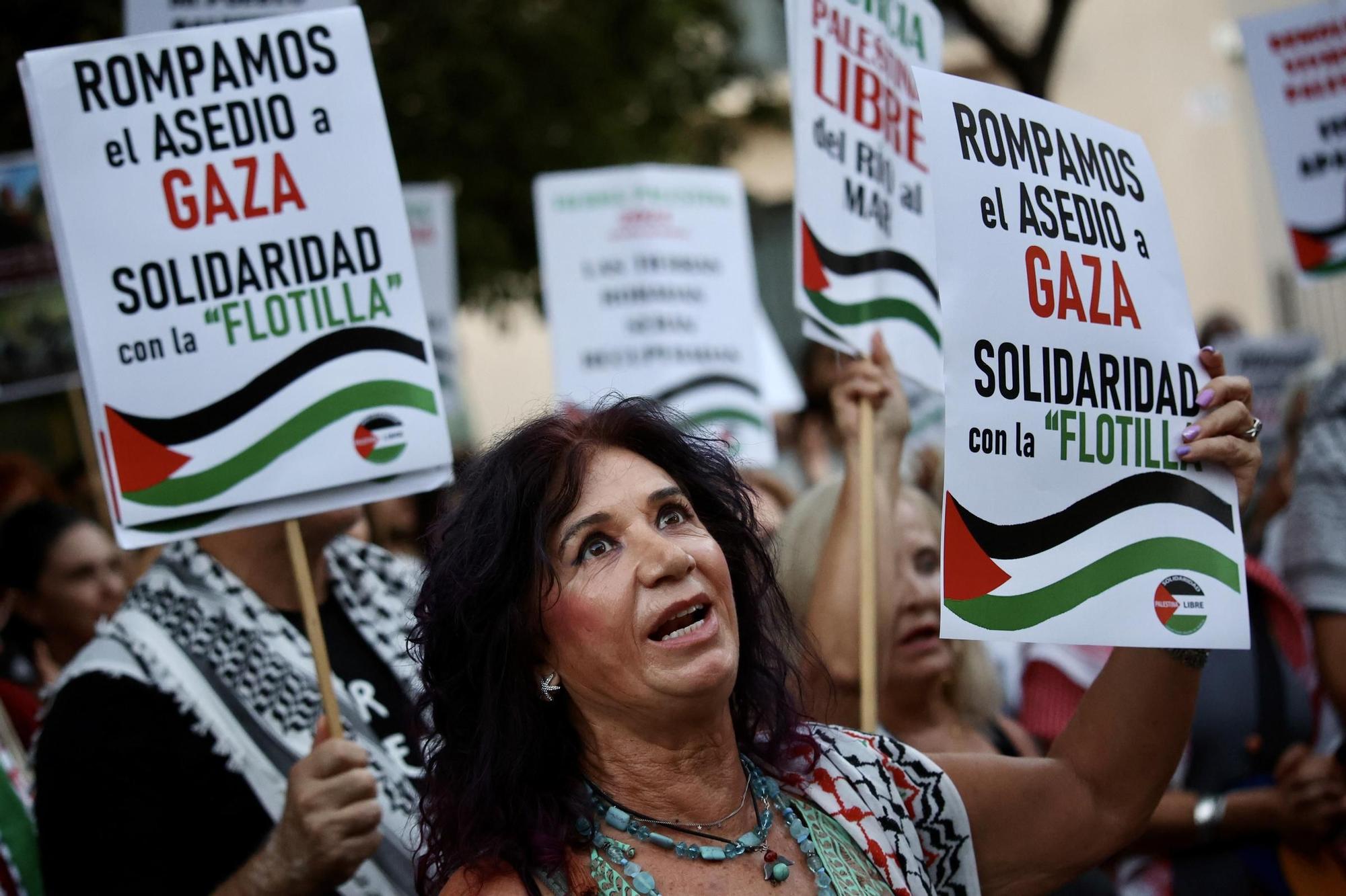 Así se vivió la concentración en apoyo a Palestina frente a la Delegación del Gobierno