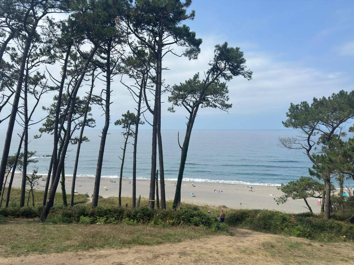 Vista de la playa de Frejulfe (Navia), donde se encuentra la escuela de surf