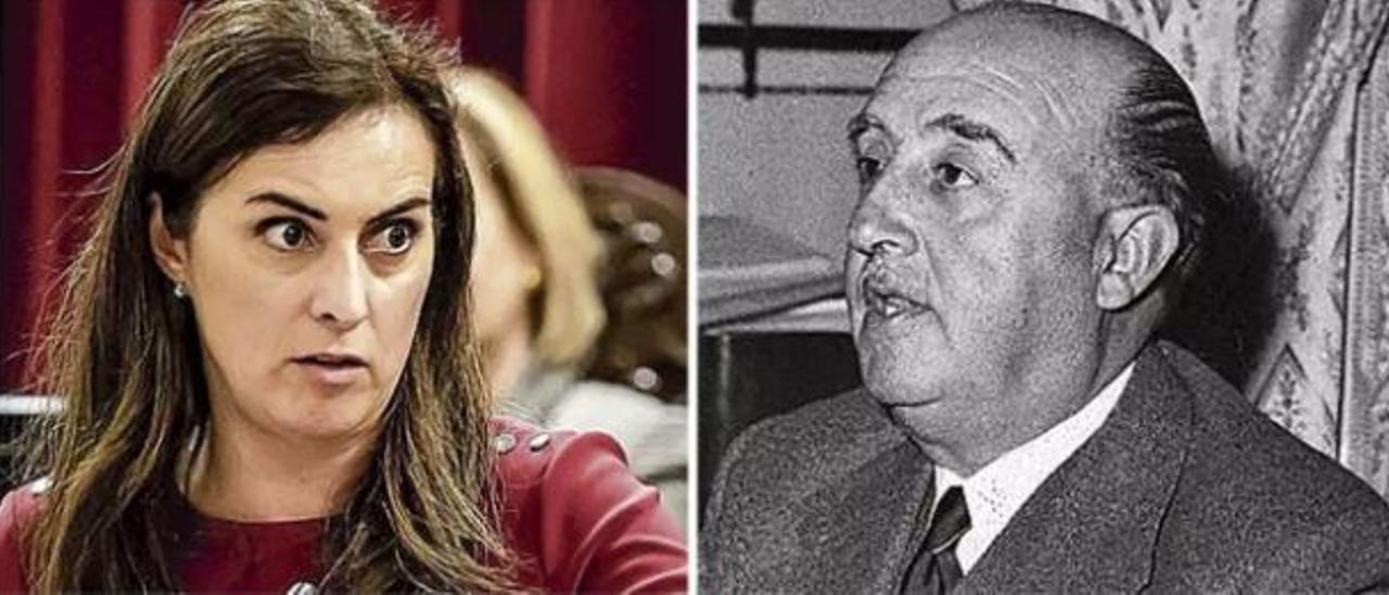 Idoia Ribas (Vox) und der Diktator Francisco Franco.