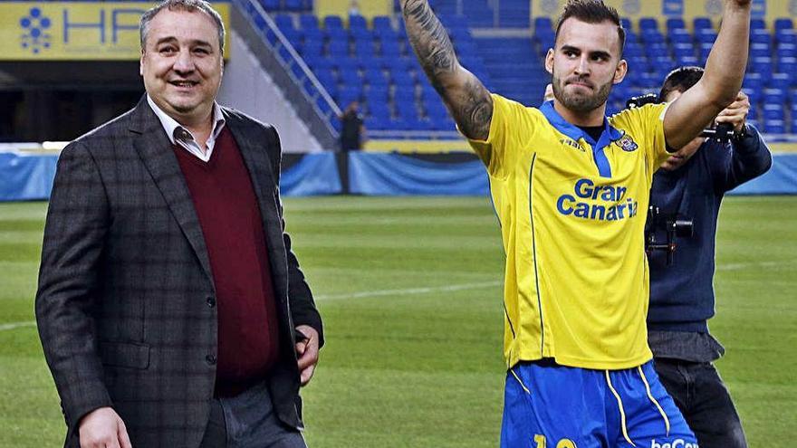 El presidente de Las Palmas, Miguel Ángel Ramírez, en la presentación de Jesé.