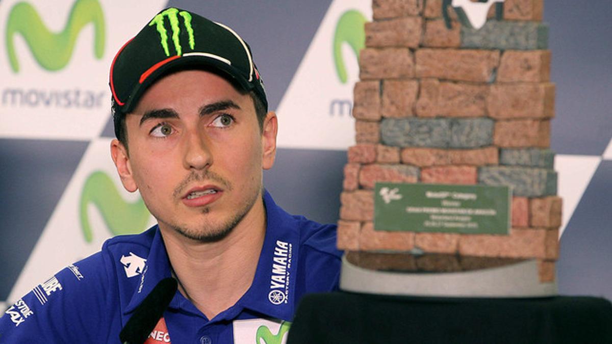 Jorge Lorenzo, durante la rueda de prensa previa al GP de Aragón, en Motorland