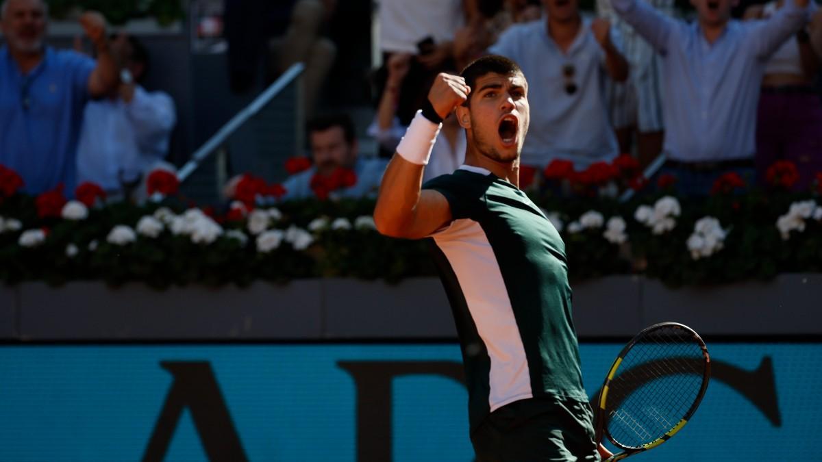 Alcaraz, durante el partido contra Djokovic