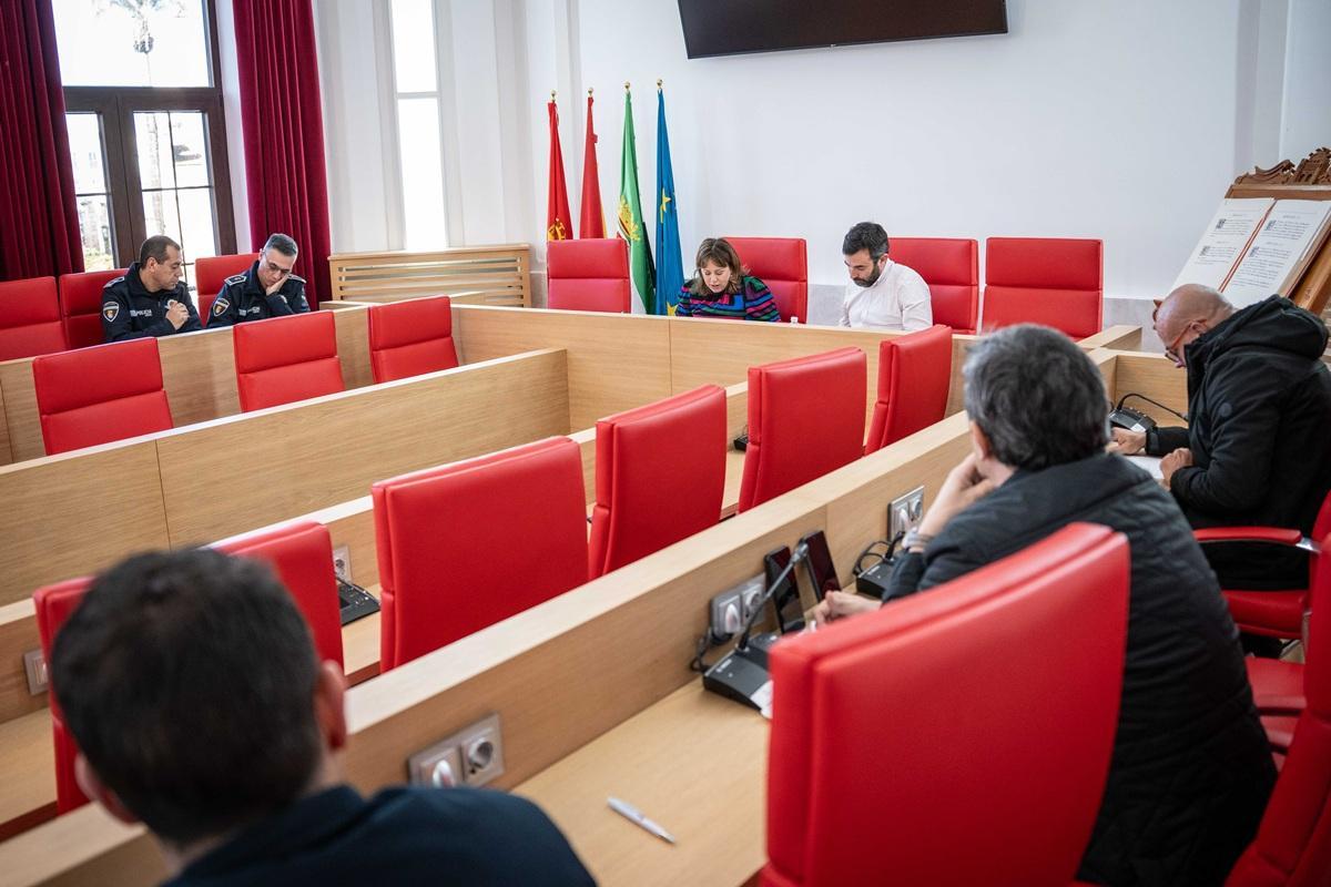Mesa de Seguridad para el Carnaval Romano, este lunes, en Mérida.