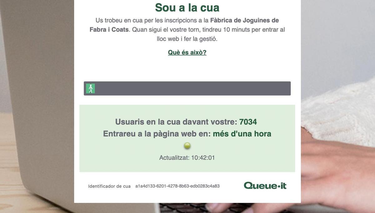 Captura de pantalla de la web de venta de entradas