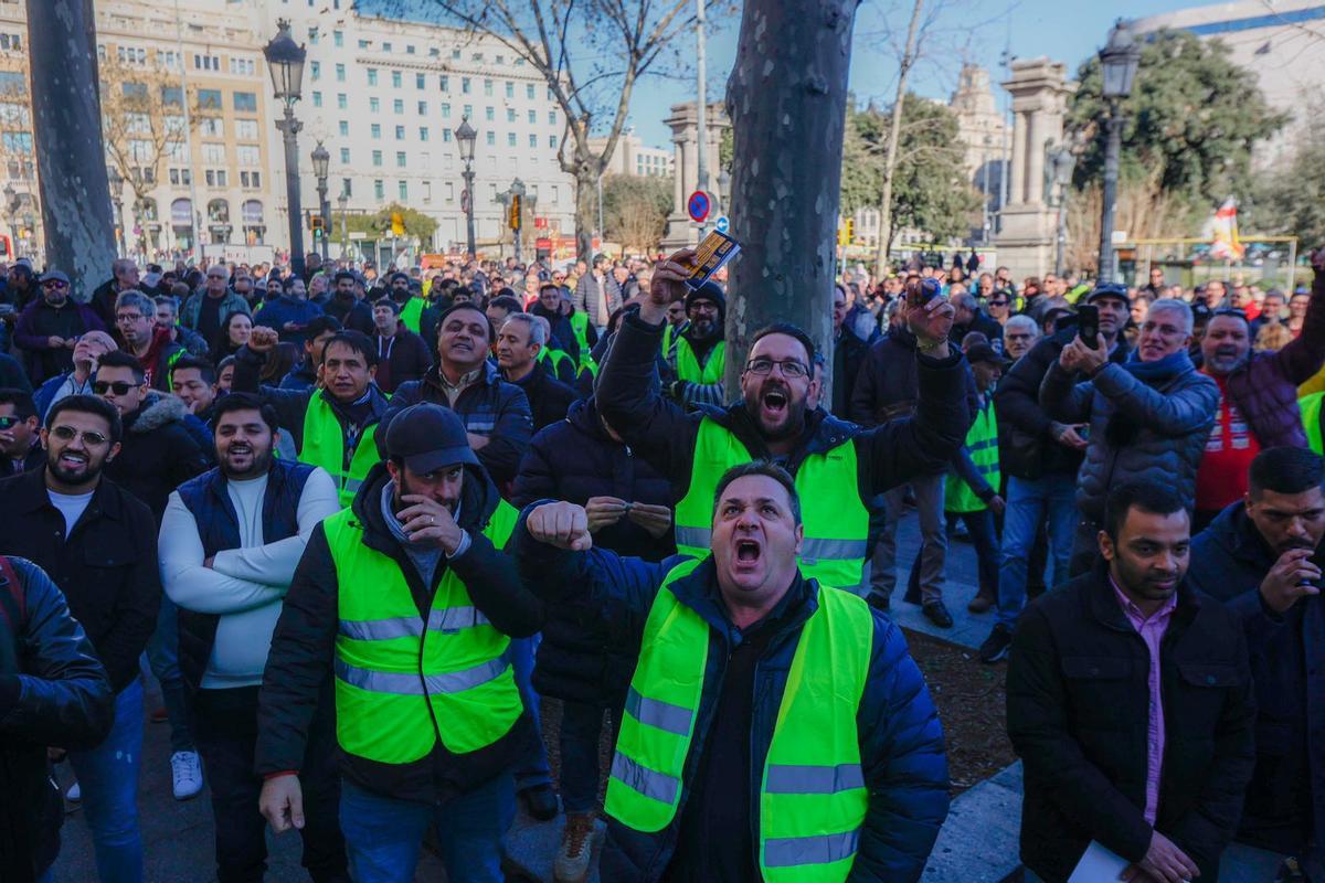 Manifestación de taxistas en huelga