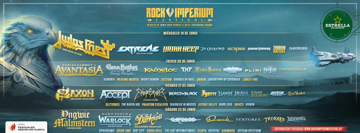 Reparto por días del cartel del Rock Imperium.