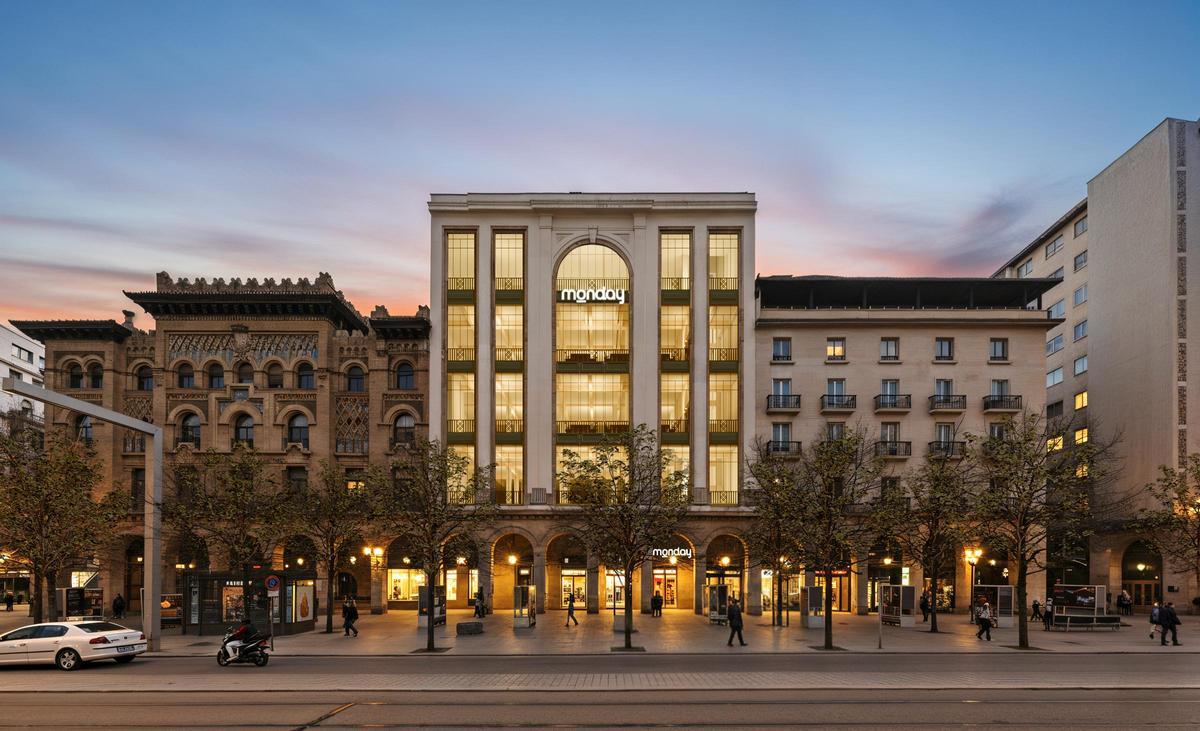 Recreación de la fachada de las oficinas de Monday en Zaragoza.