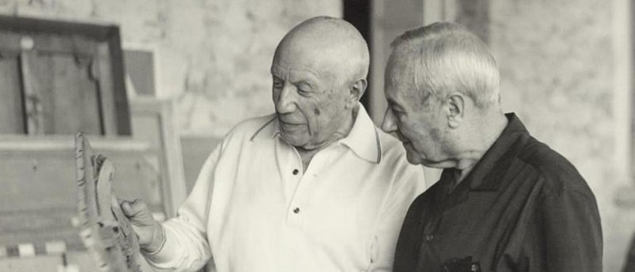 Picasso y Miró en Mougins en 1967