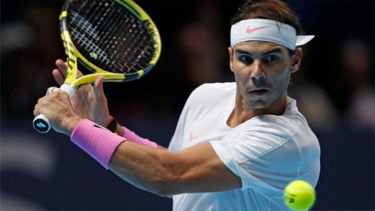 Nadal, durante su partido ante Tsitsipas