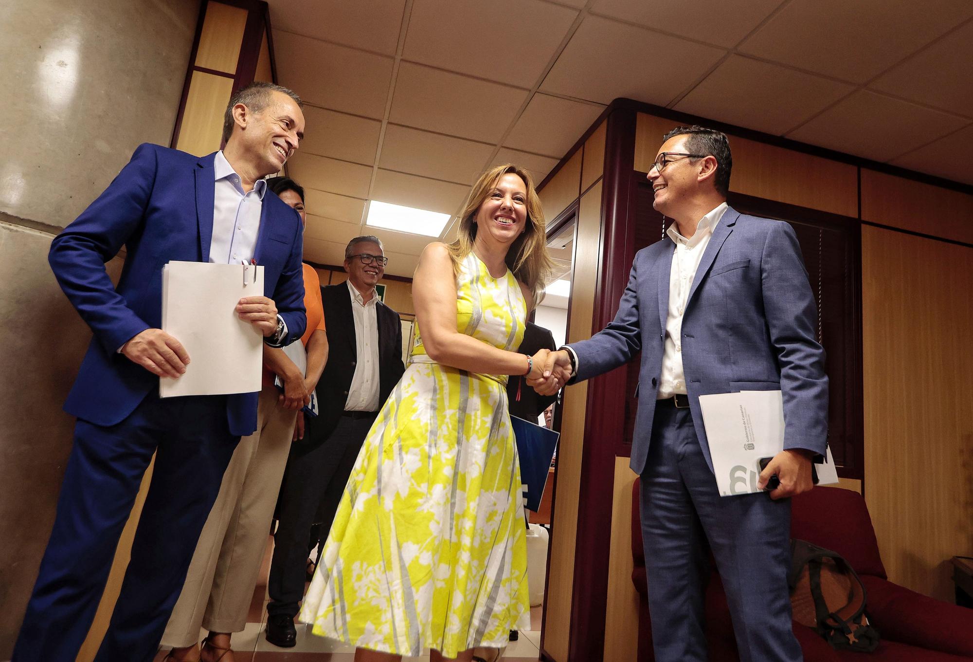 Reunión entre el consejero del Gobierno de Canarias, Pablo Rodríguez y la presidenta insular, Rosa Dávila.