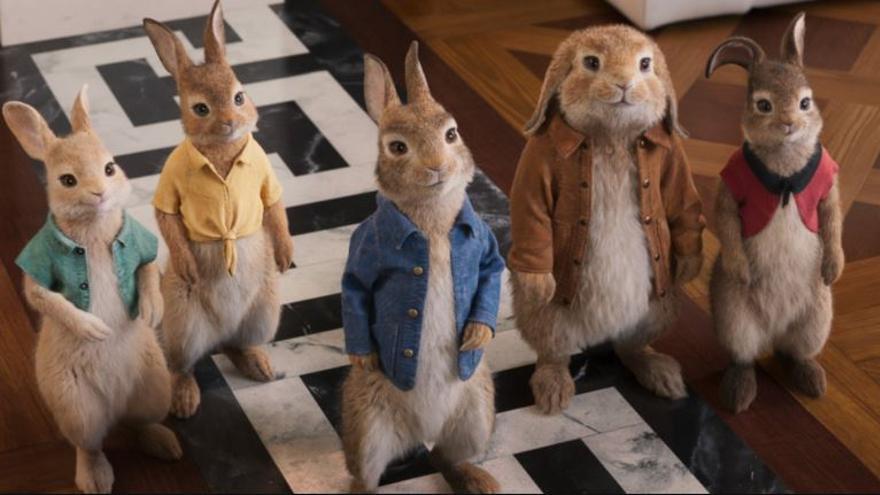 Una imagen de una película de Peter Rabbit.