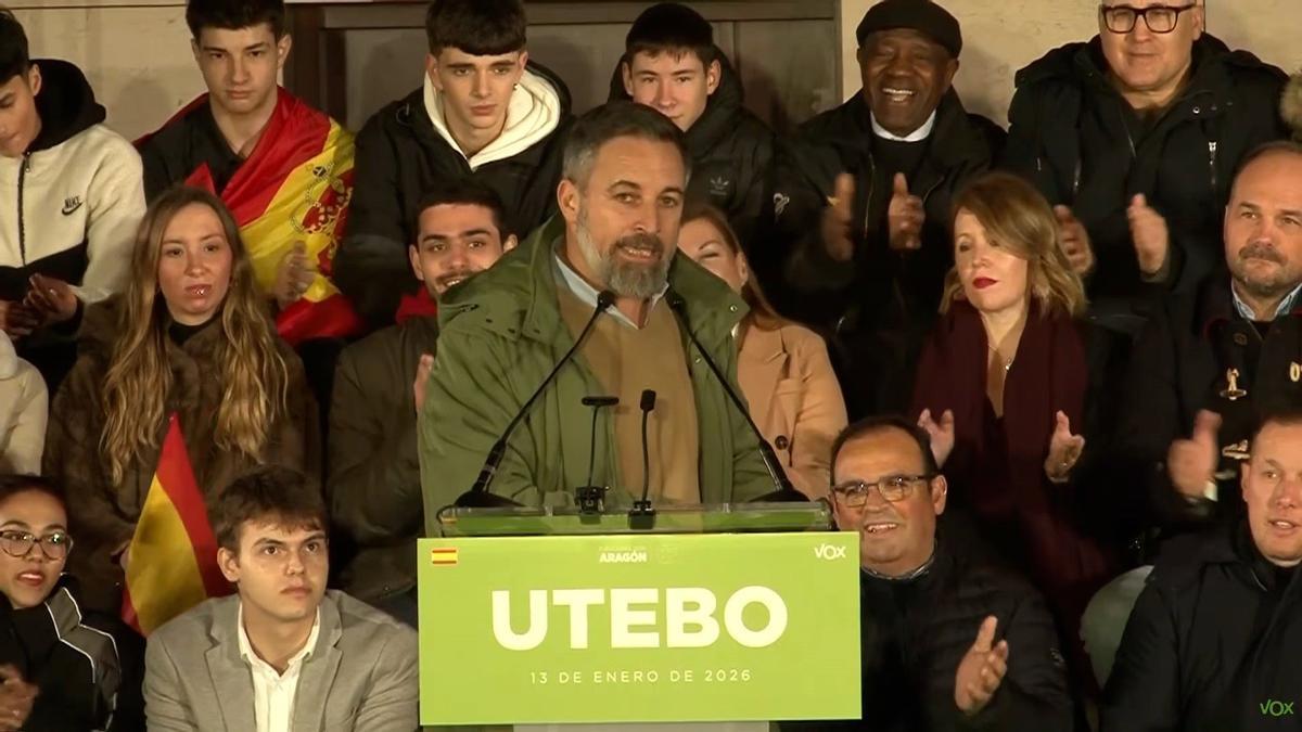 Abascal califica a Pilar Alegría de "mujer objeto" en su segundo mitin en  Aragón
