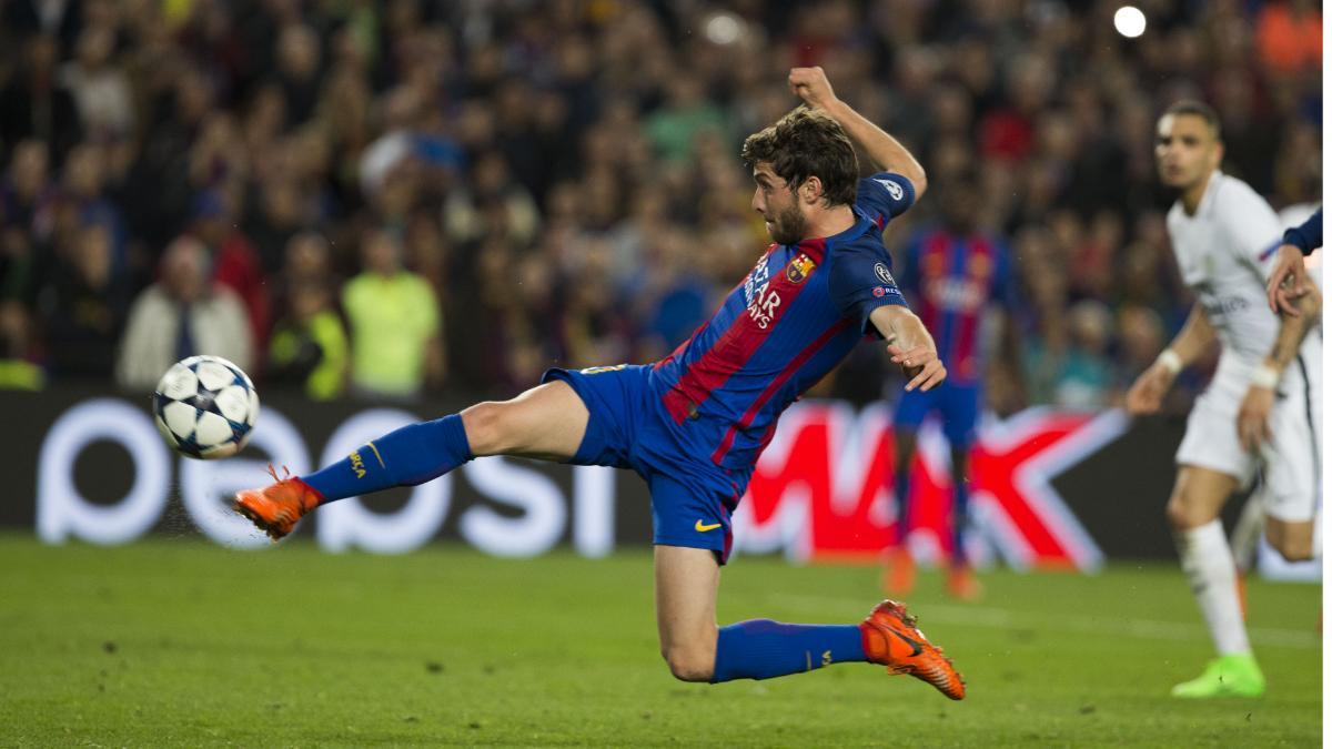 Sergi Roberto remata su histórico gol en el triunfo por 6-1 en el Barça-PSG