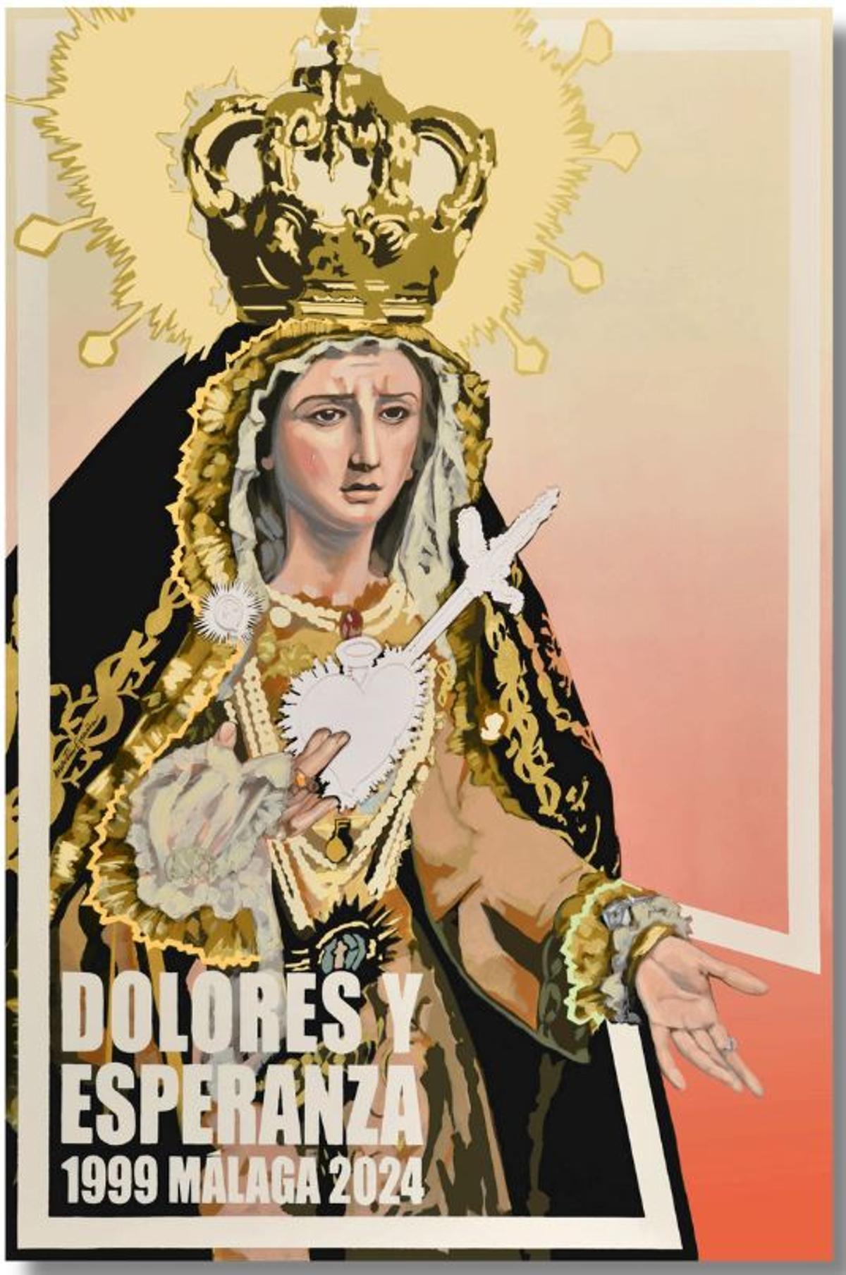 Cartel anunciador del aniversario de la Virgen de Dolores y Esperanza, obra de Martín España.