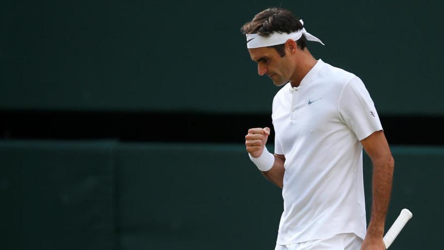 Federer durante la semifinal de Wimbledon contra Berdych.