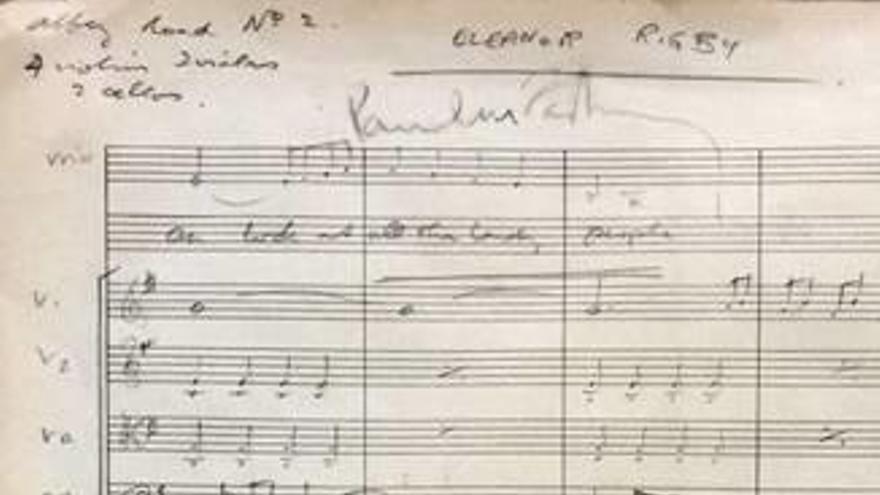 Imagen de la partitura original de Eleanor Rigby.