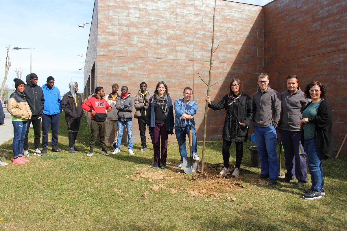 Binéfar planta una paulownia para conmemorar el Día Internacional de la Mujer.