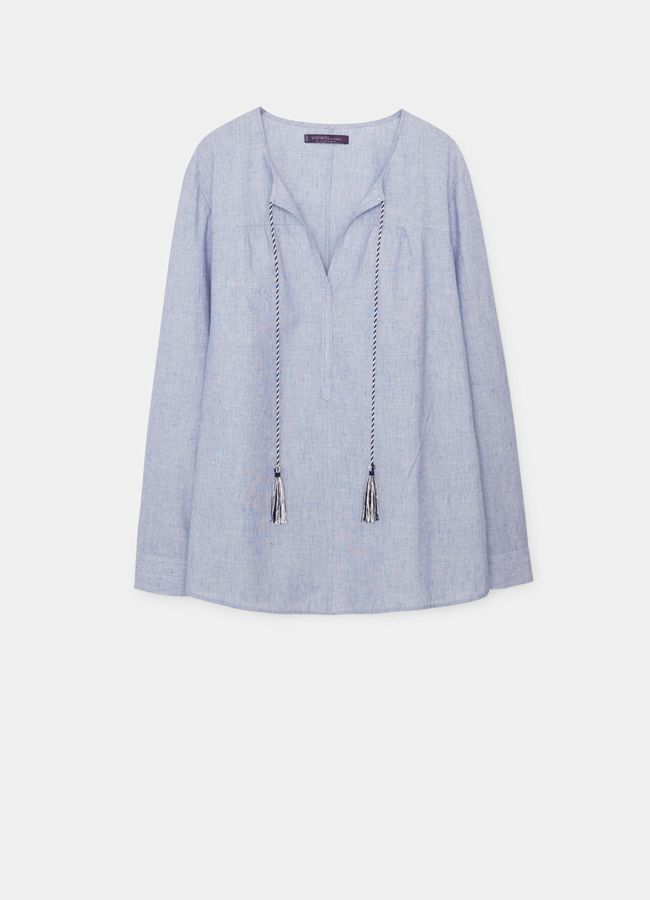 Blusón algodón lino, Violeta by Mango