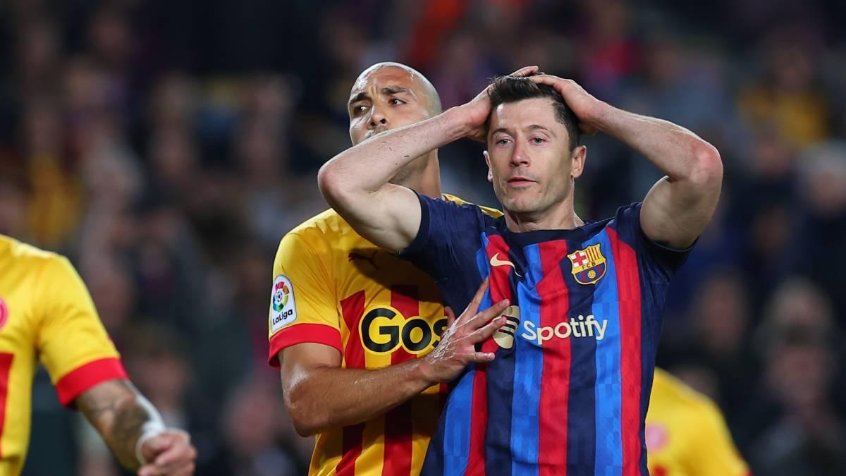 Romeu y Lewandowski, en el Barça-Girona de esta temporada