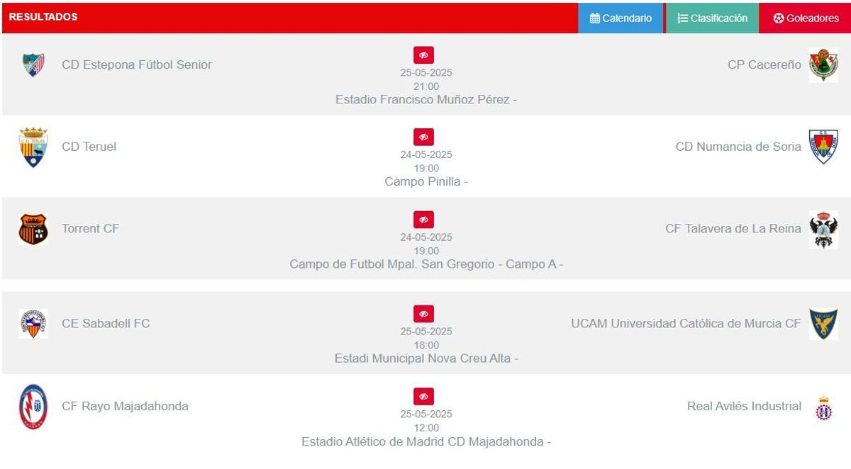 Horarios para los partidos de ida de las finales por el ascenso a Primera Federación.