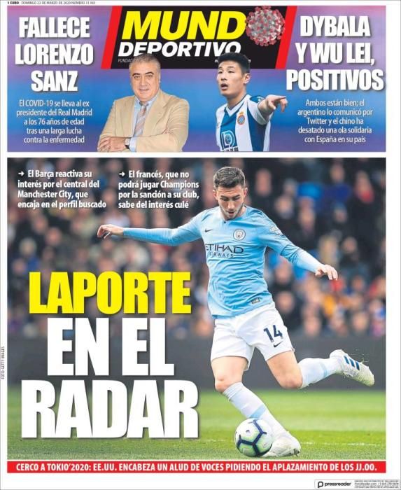 Portada MUNDO DEPORTIVO domingo 22 marzo 2020