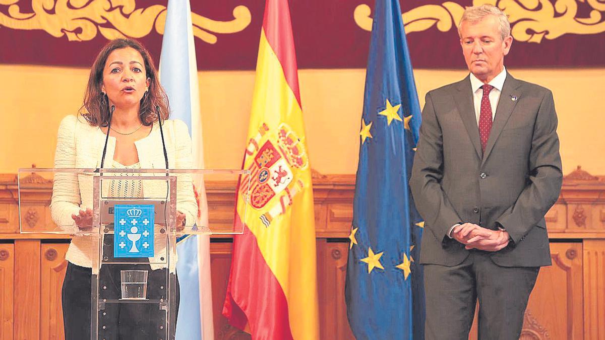 Marta Villaverde promete el cargo ante Alfonso Rueda. | Xoán Álvarez