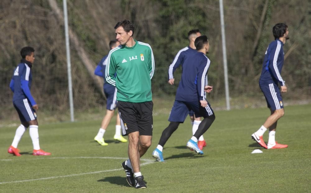 El entrenamiento del Oviedo de esta mañana