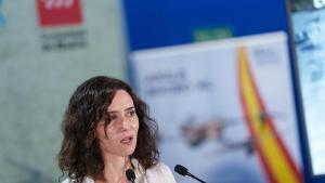 La presidenta de la Comunidad de Madrid, Isabel Díaz Ayuso, presenta la primera Estrategia de impulso del Ecosistema de Drones de la región, a 10 de febrero de 2026, en Madrid (España).