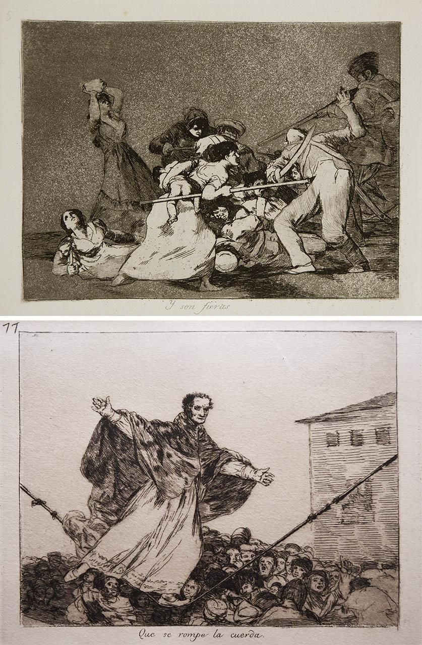 Grabado “Y son fieras” de “Los Desastres de la guerra” y Lámina de la serie “Desastres de la guerra” exhibida en la sala Goya del Museo de Bellas Artes de A Coruña / FDV / Carlos Pardellas