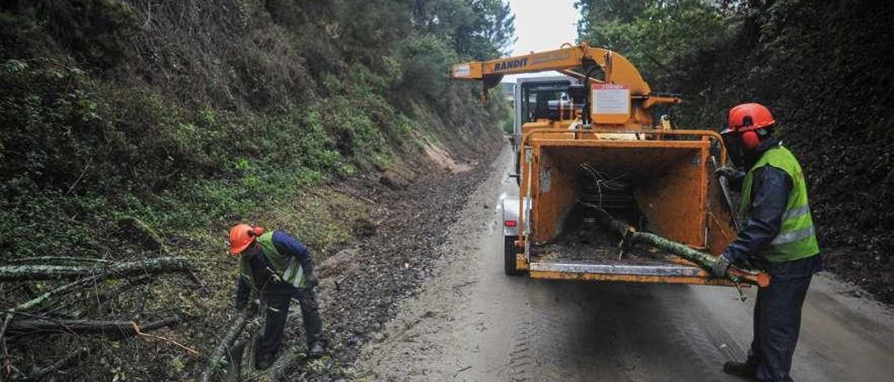 Obras de construcción de la Vía Verde de O Salnés. // Iñaki Abella