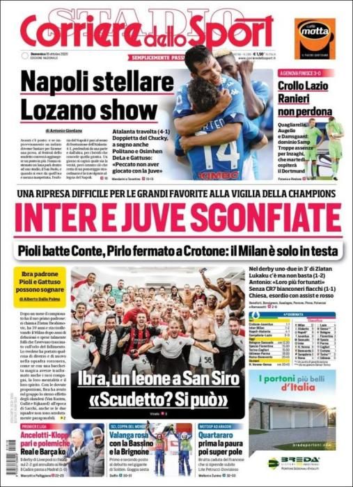 Portada CORRIERE DELLO SPORT 18 octubre 2020