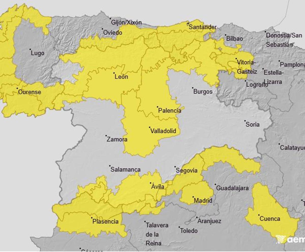Avisos de la Aemet en Castilla y León este fin de semana