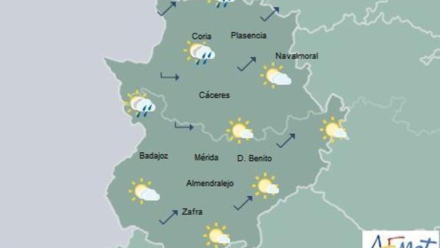 Lluvias débiles en norte y oeste de Cáceres, que podrían extenderse al resto