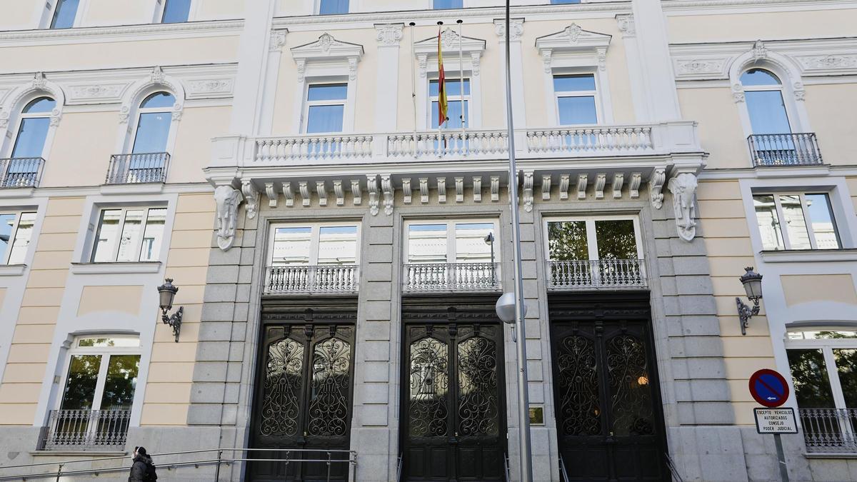 Fachada de la sede del Consejo General del Poder Judicial en Madrid.