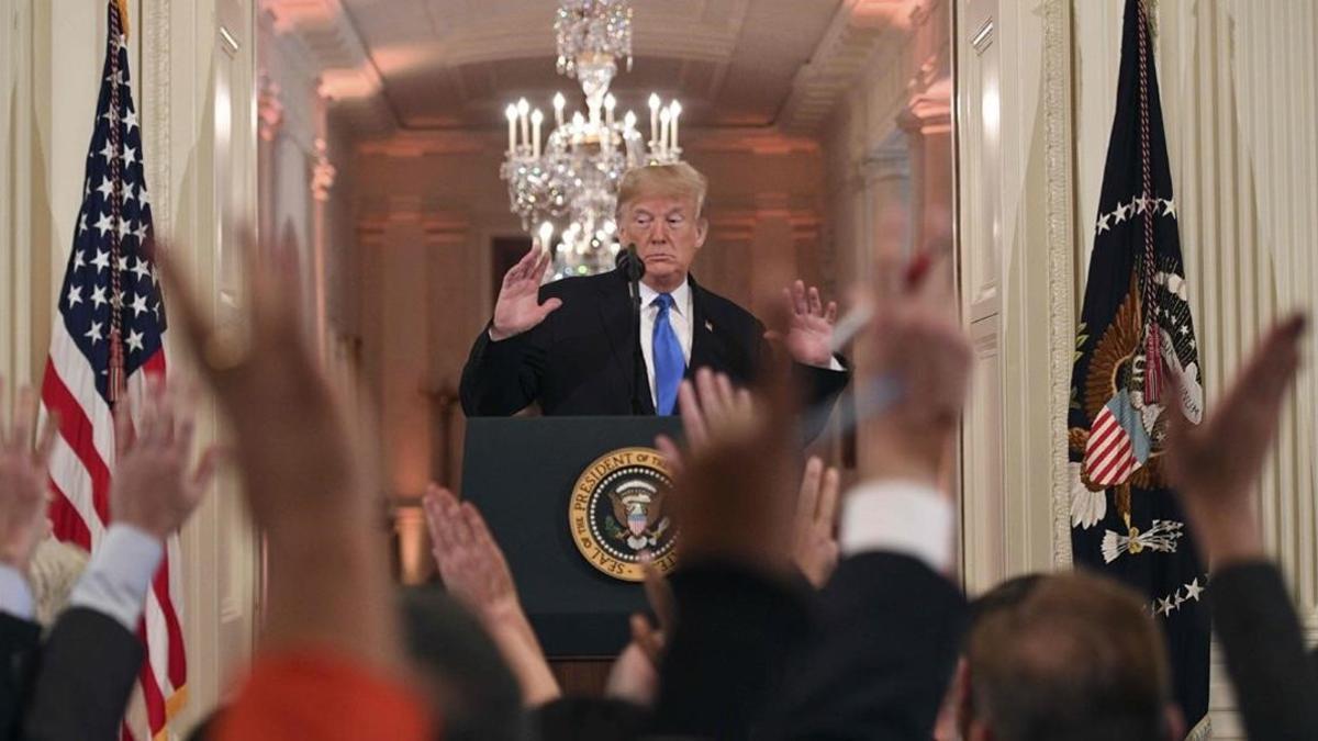 Donald Trump durante la rueda de prensa en la Casa Blanca.