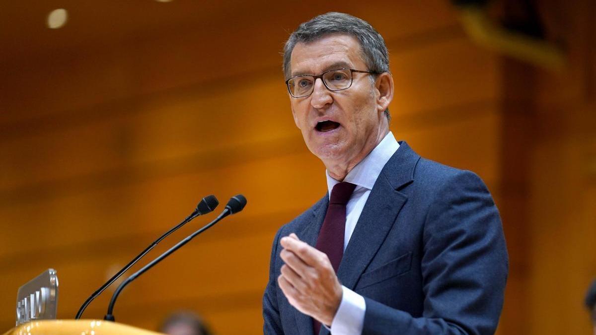 Alberto Nuñez Feijóo, este lunes en el Senado, durante el debate de los Presupuestos Generales del Estado de 2023.