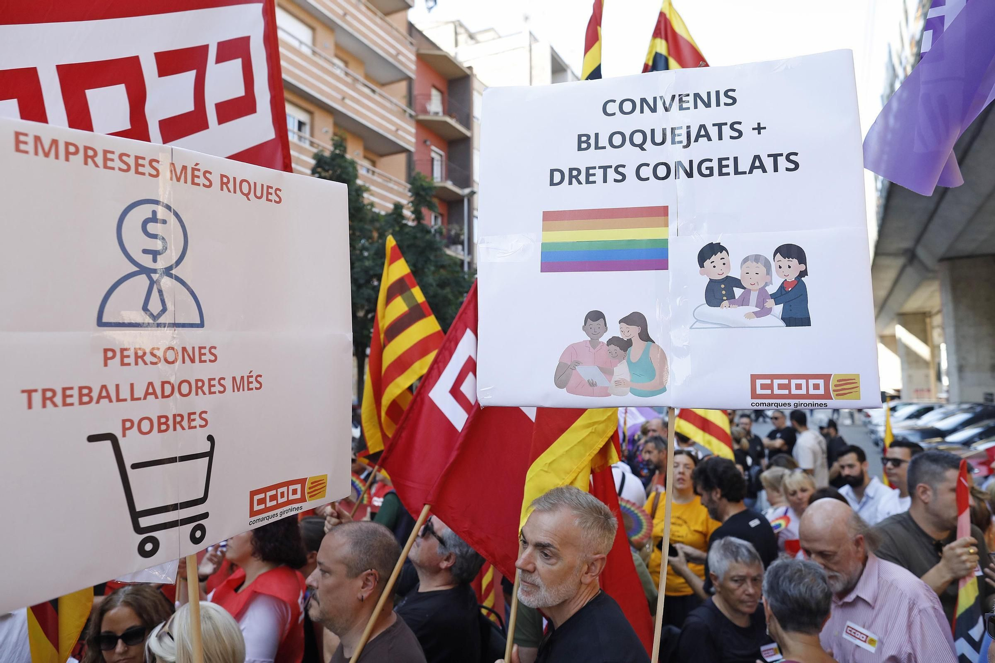Les fotos de la protesta a Girona per exigir la reducció de la jornada laboral