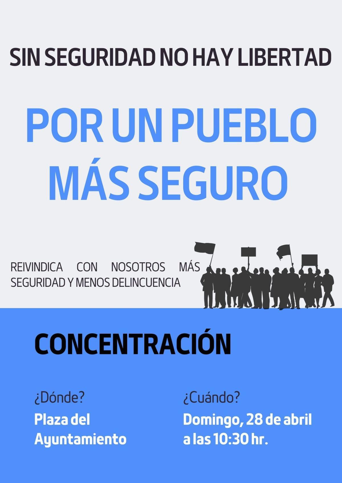 Cartel de la concentración solicitada por una concejala del Partido Popular en la Subdelegación del Gobierno