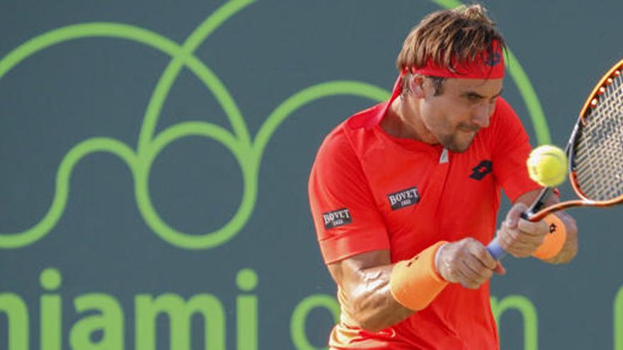 David Ferrer durante su partido contra Lukas Rosol.