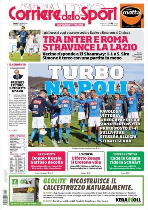 Portadas deportivas lunes 22 de enero de 2018