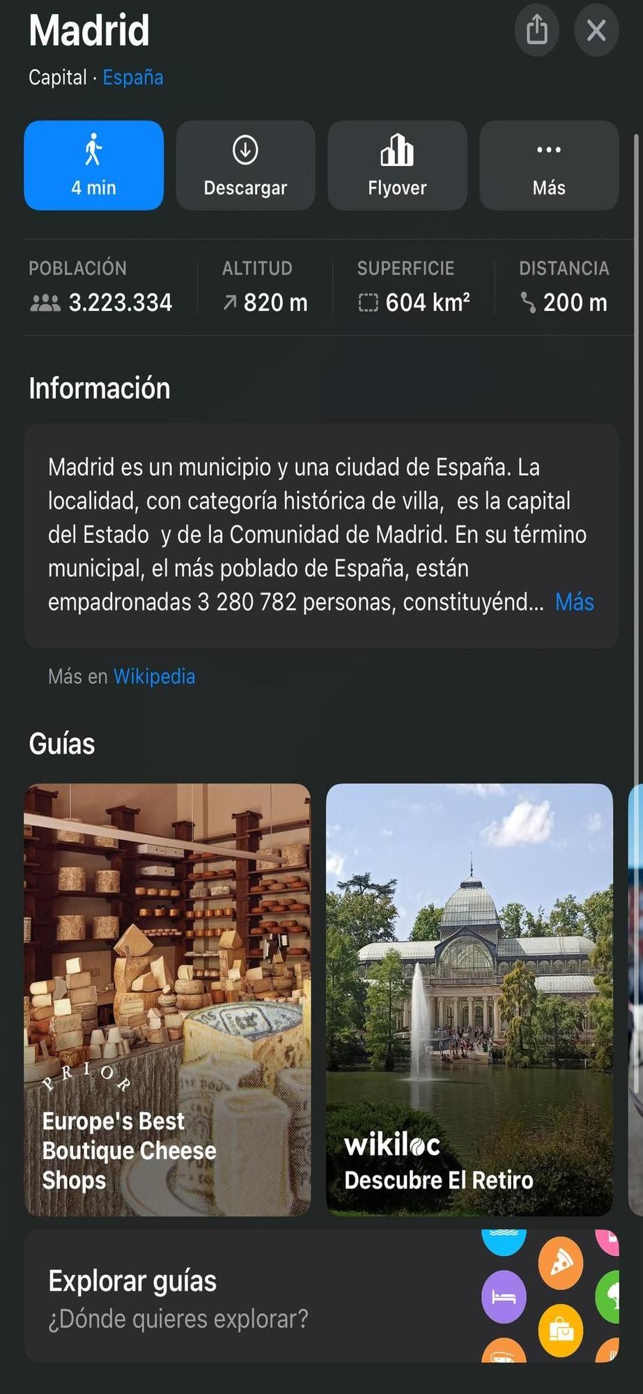 La aplicación 'Mapas' tiene información muy últil para tu viaje.