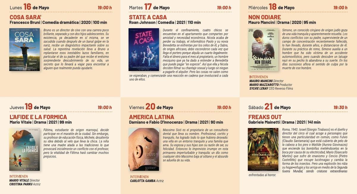 Películas que podrán verse en el Festival de Cine Italiano.