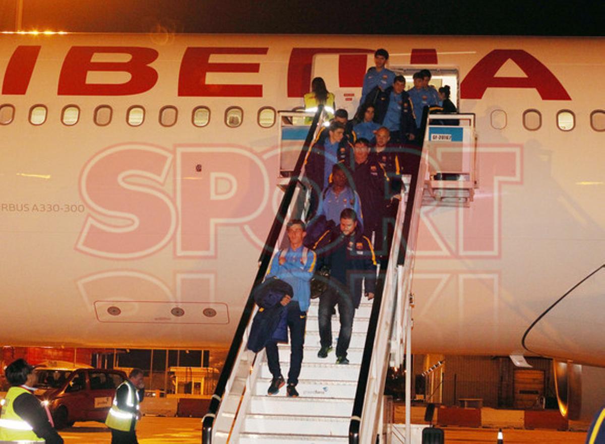 La expedición del Barça aterrizó de madrugrada