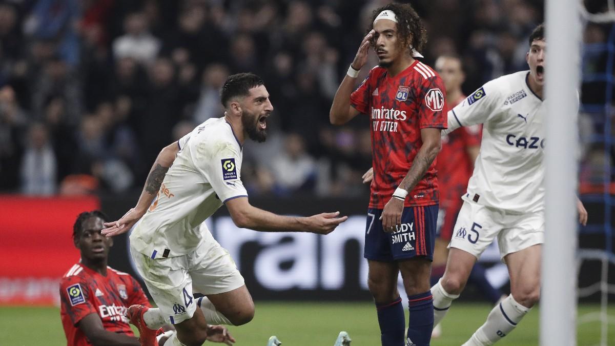 Gigot celebra su gol ante el Olympique de Lyon