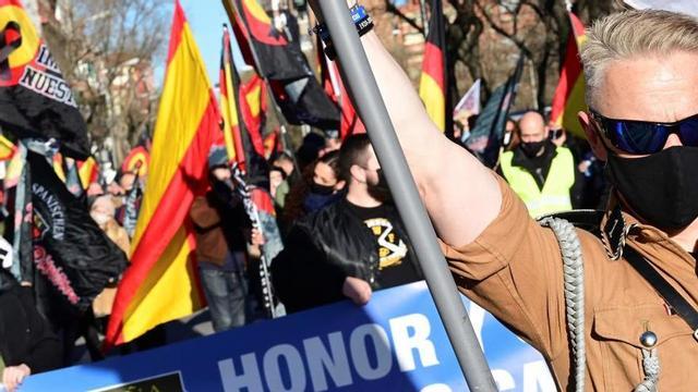 Participantes en el homenaje a la División Azul en Madrid.